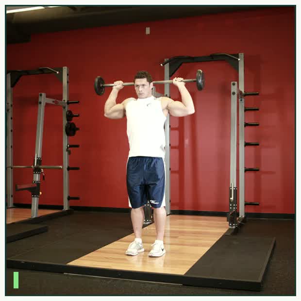 Standing Barbell Press Behind Neck demonstration