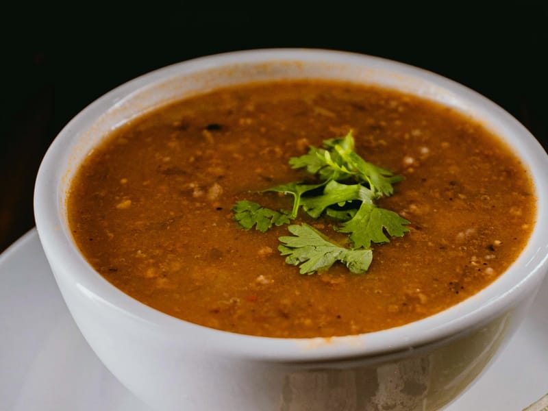 Spiced Lentil Soup With Walnuts and Cilantro — Lunch, 351 kcal, 10g protein