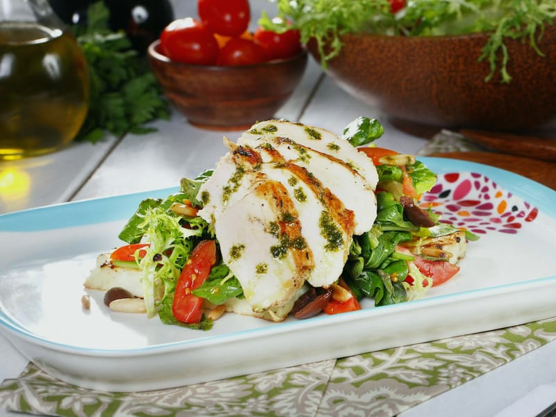 Zuni-Inspired Grilled Chicken Salad — Lunch, 272 kcal, 26g protein